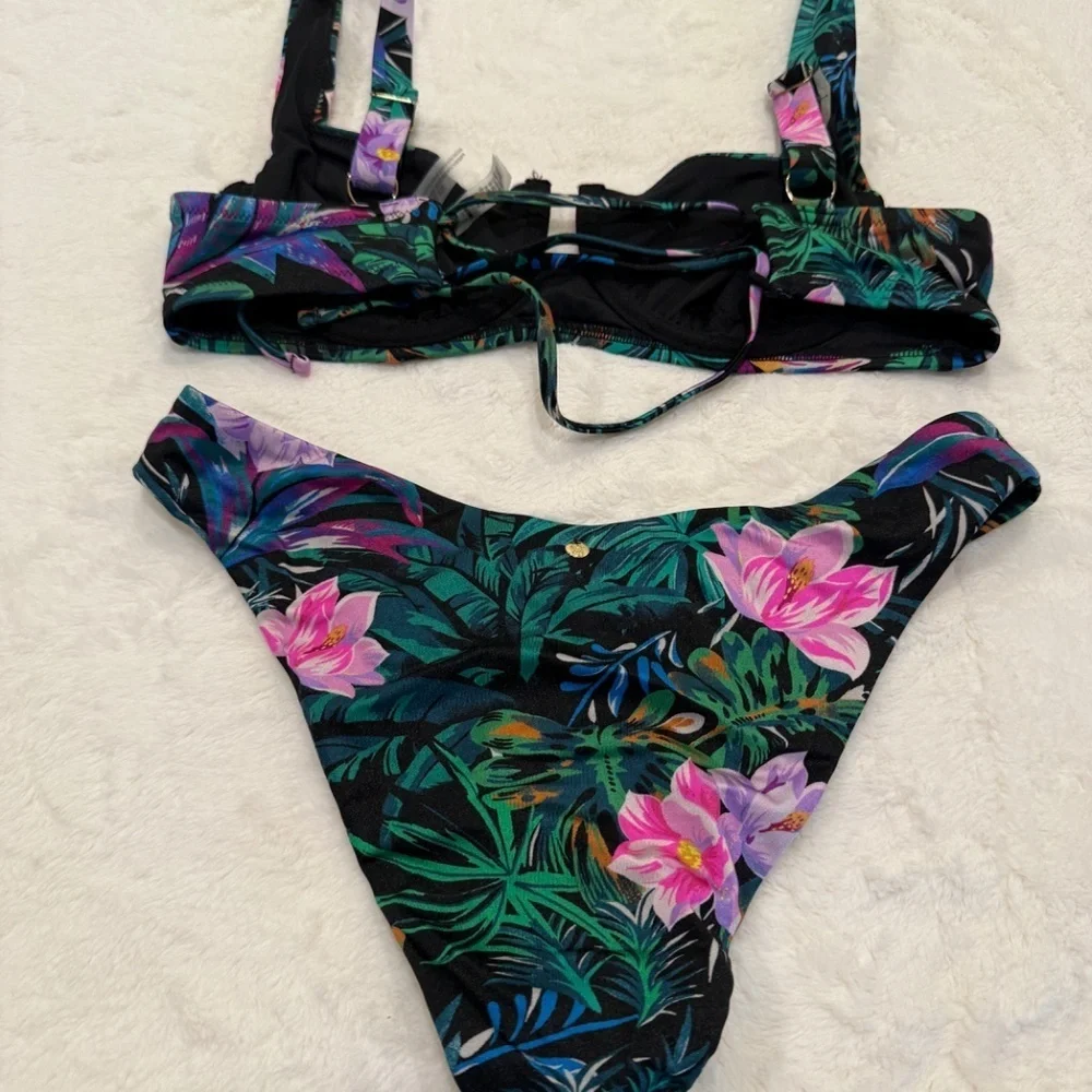 New! Victoria's Secret Black Palm Bikini Set 45586